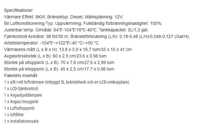 Dieselvärmare 5 KW